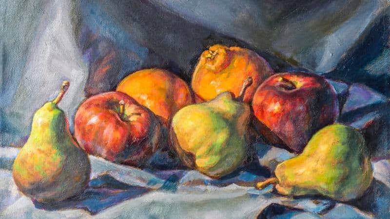 Une nature morte de fruits pour commencer la peinture à l'huile